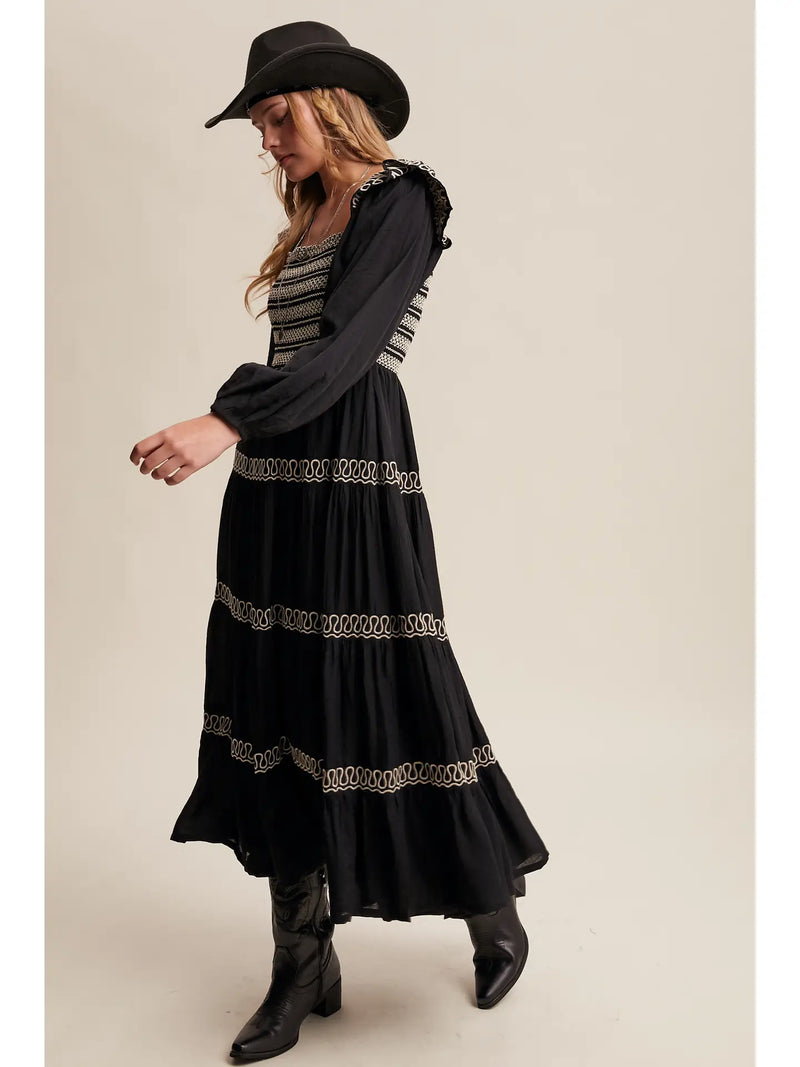 Black Western Inspired Maxi Dress