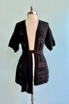 Crochet Belted Cardigan in Black by Molly Bracken