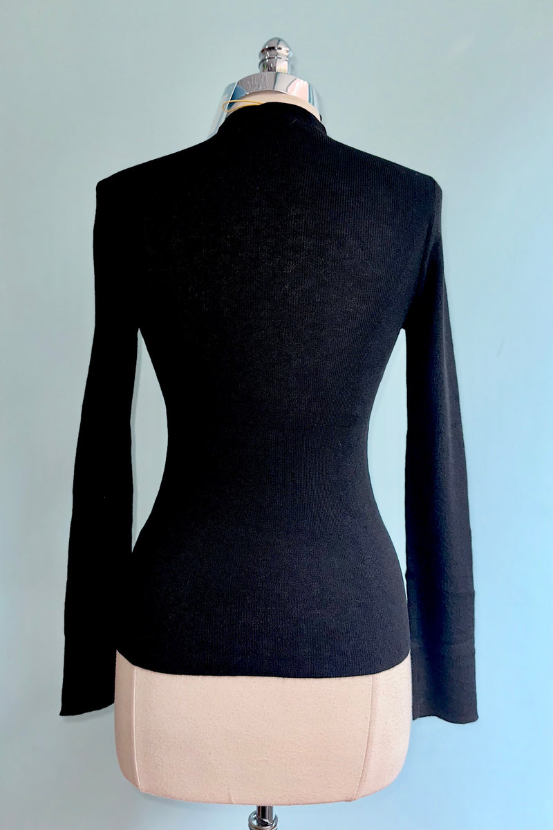 Black Ribbed Mock Neck Sweater by Compania Fantastica