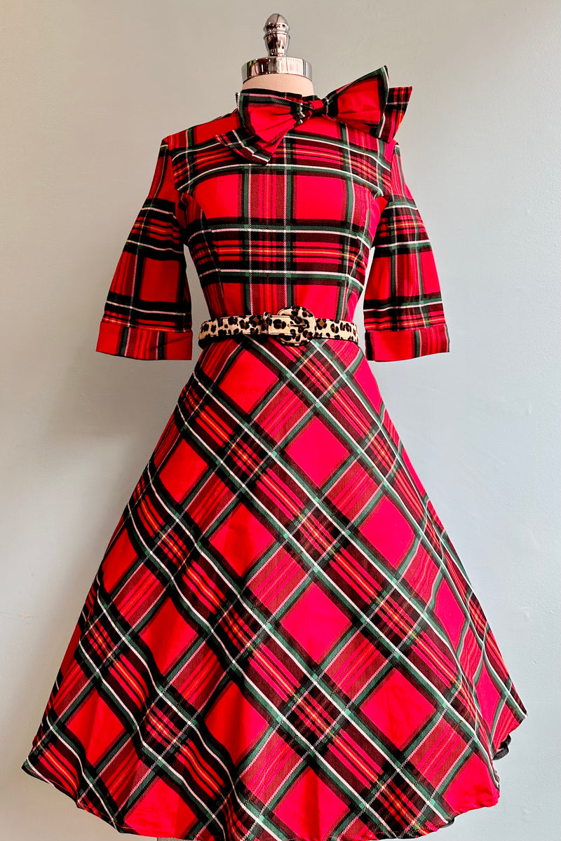 Red Plaid Bow Dress by Banned X-Large
