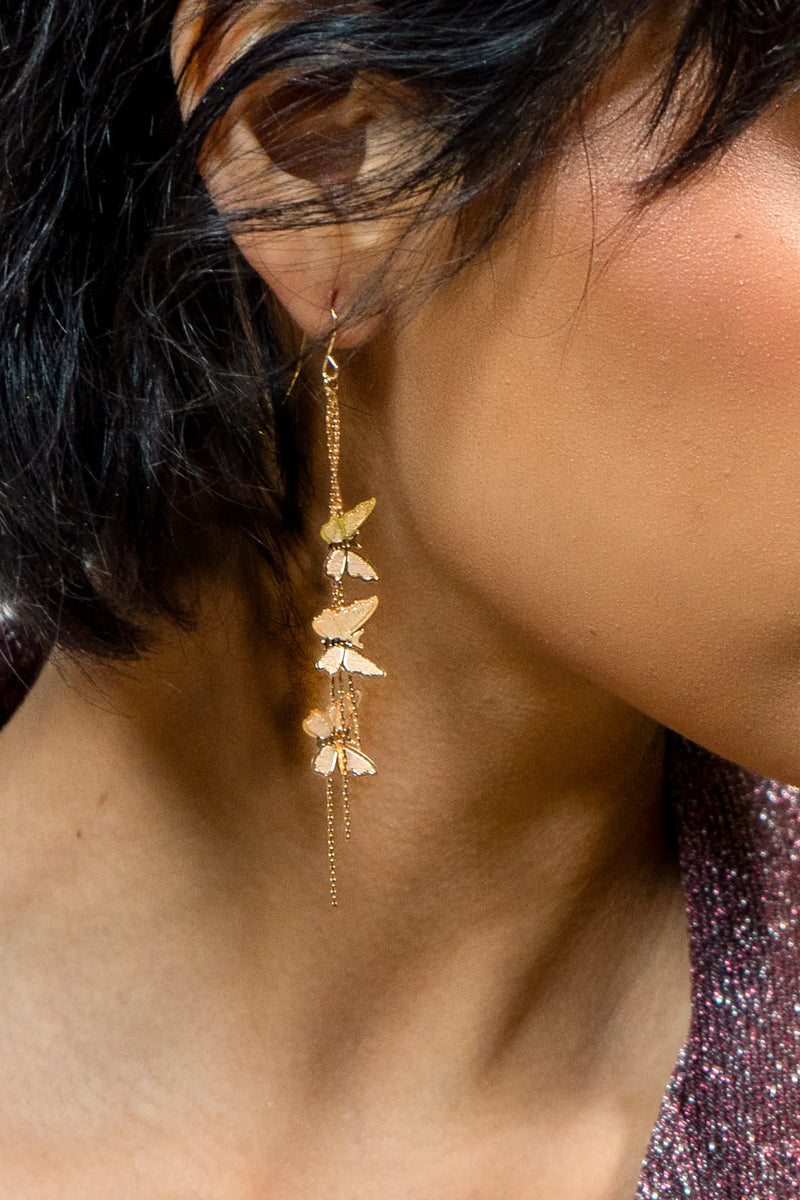 Gold Give me the Butterflies Dangle Earrings by Peter and June
