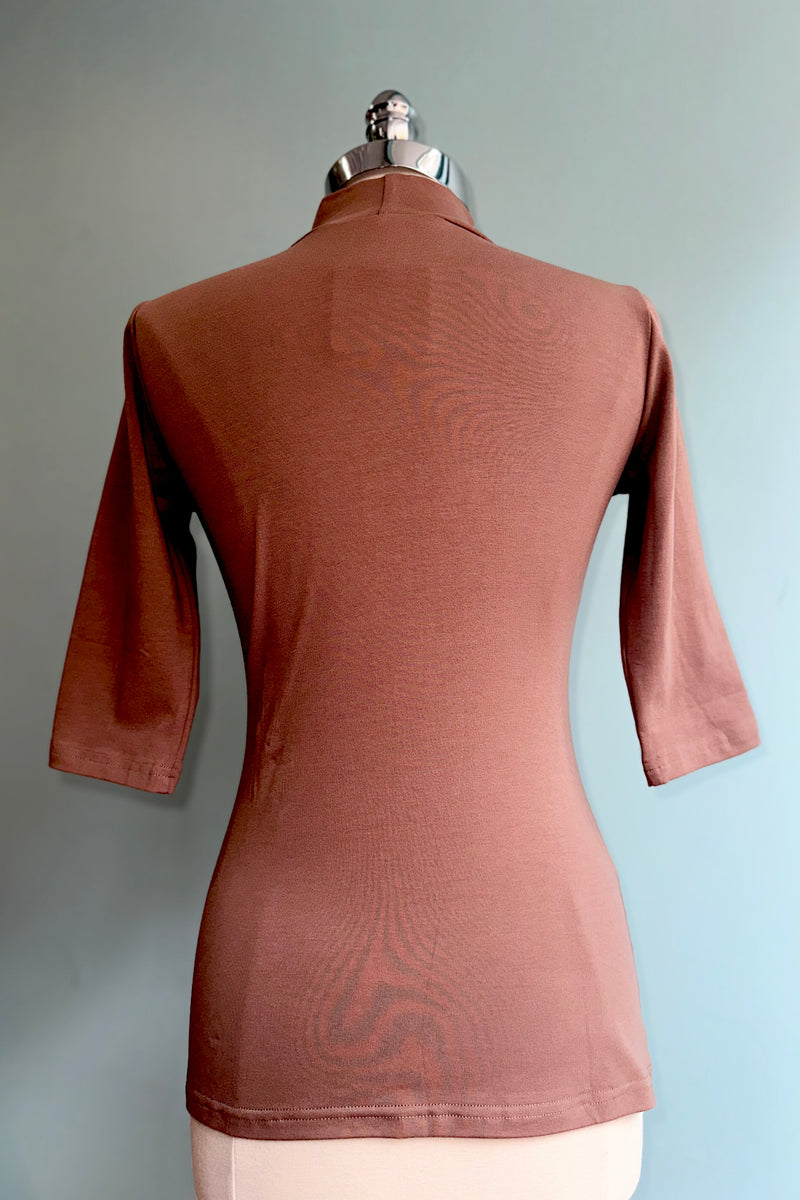 Mocha Denise 3/4 Sleeve Top by Heart of Haute