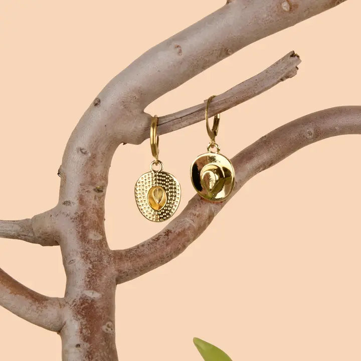 Gold Wyatt Hat Hoop Earrings by Peter and June