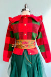 Holiday Plaid Sailor Collar Cardigan