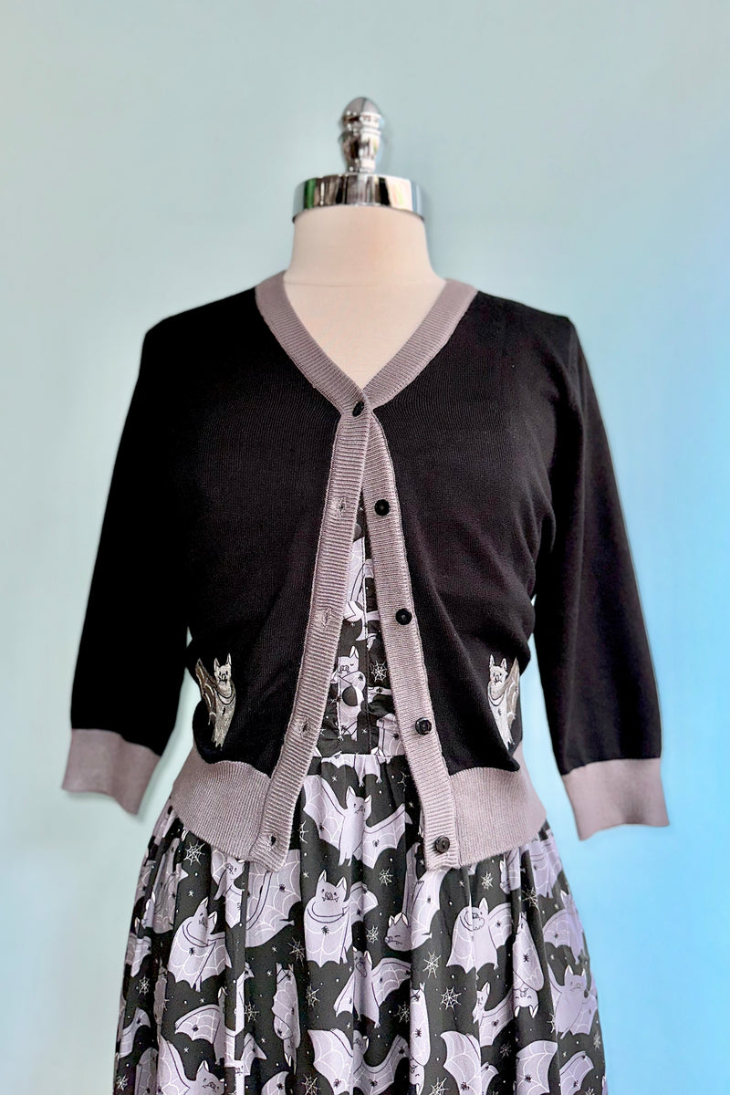 Moonlit Bats Embroidered Skye Cardigan by Miss Lulo