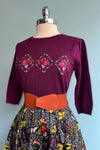 Purple Diamond Floral Embroidered Sweater by Voodoo Vixen