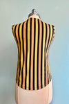 Navy and Chartreuse Stripe Millie Muscle Tee Top by Mata Traders