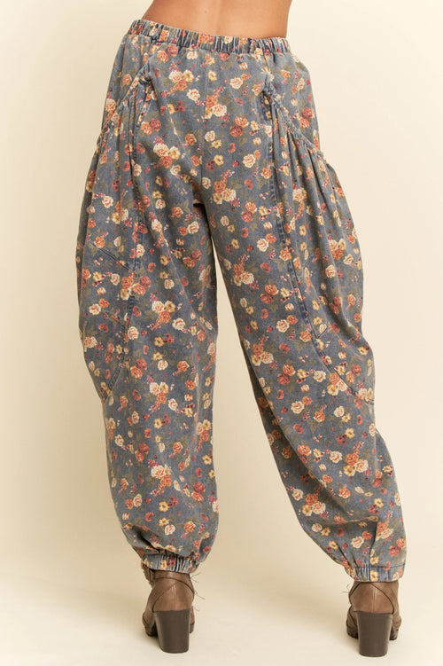Denim Flower Jogger Pants