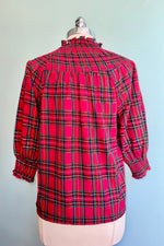 Red Plaid Smocked Verity Top