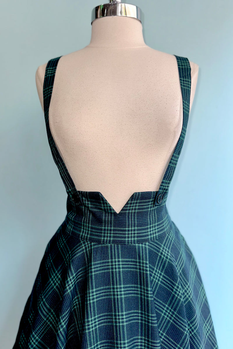 Green Plaid High Waisted Phoebe Skirt by Voodoo Vixen