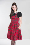 Red Plaid Irvine Pinafore Dress by Hell Bunny