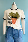 I Just Need Cats and Plants Ringer T-Shirt in Off-White