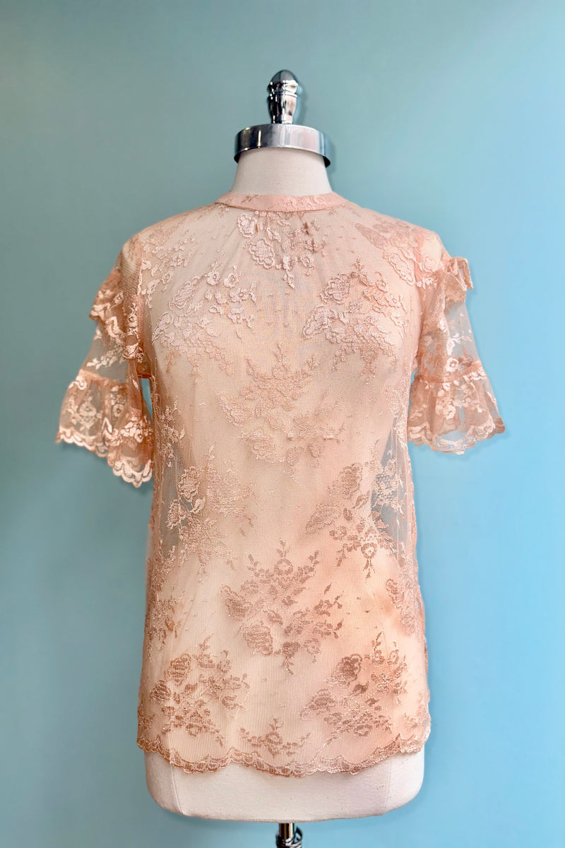 Peach Ruffle Sleeve Top by Tulip B.