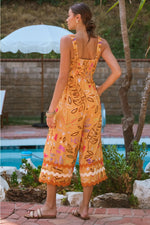 Ric-Rac Cropped Wide Leg Jumpsuit in Tangerine