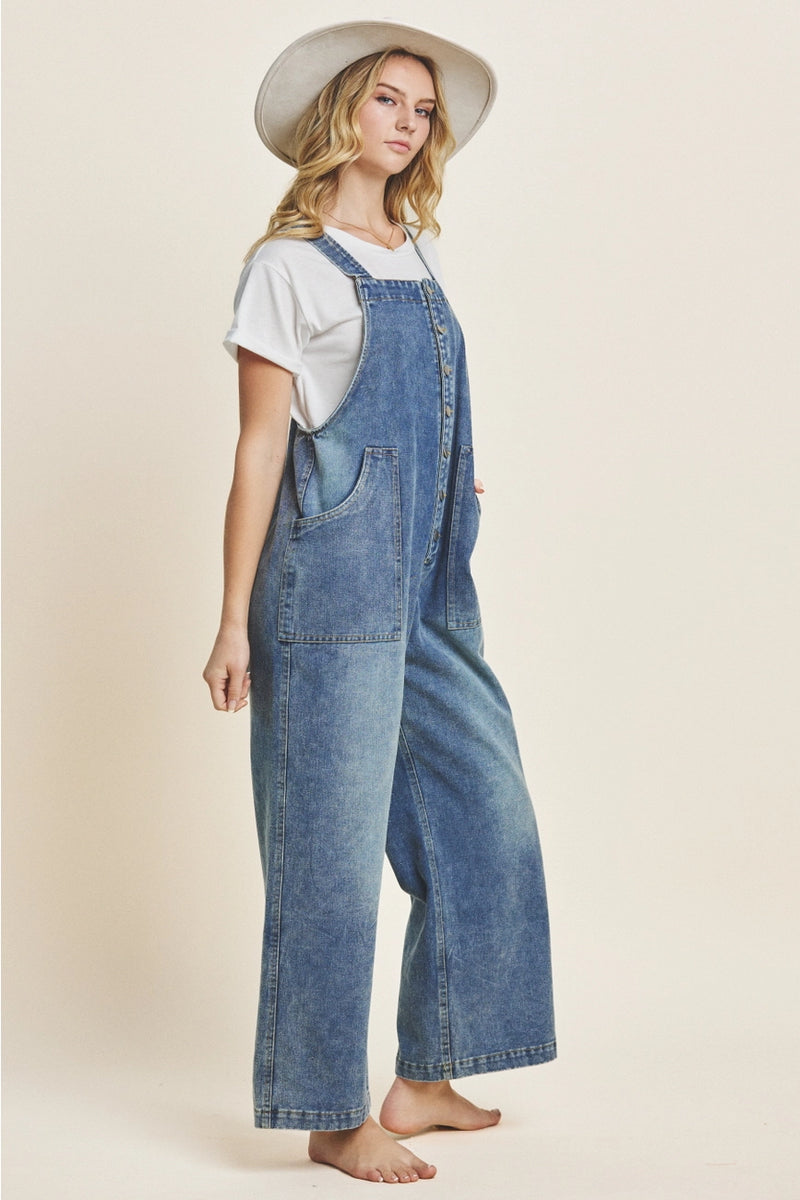 Denim Loose Overalls