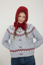 Fair Isle Toggle Button Cardigan Sweater