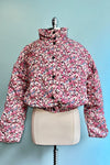 Cream Floral Cropped Puffer Jacket