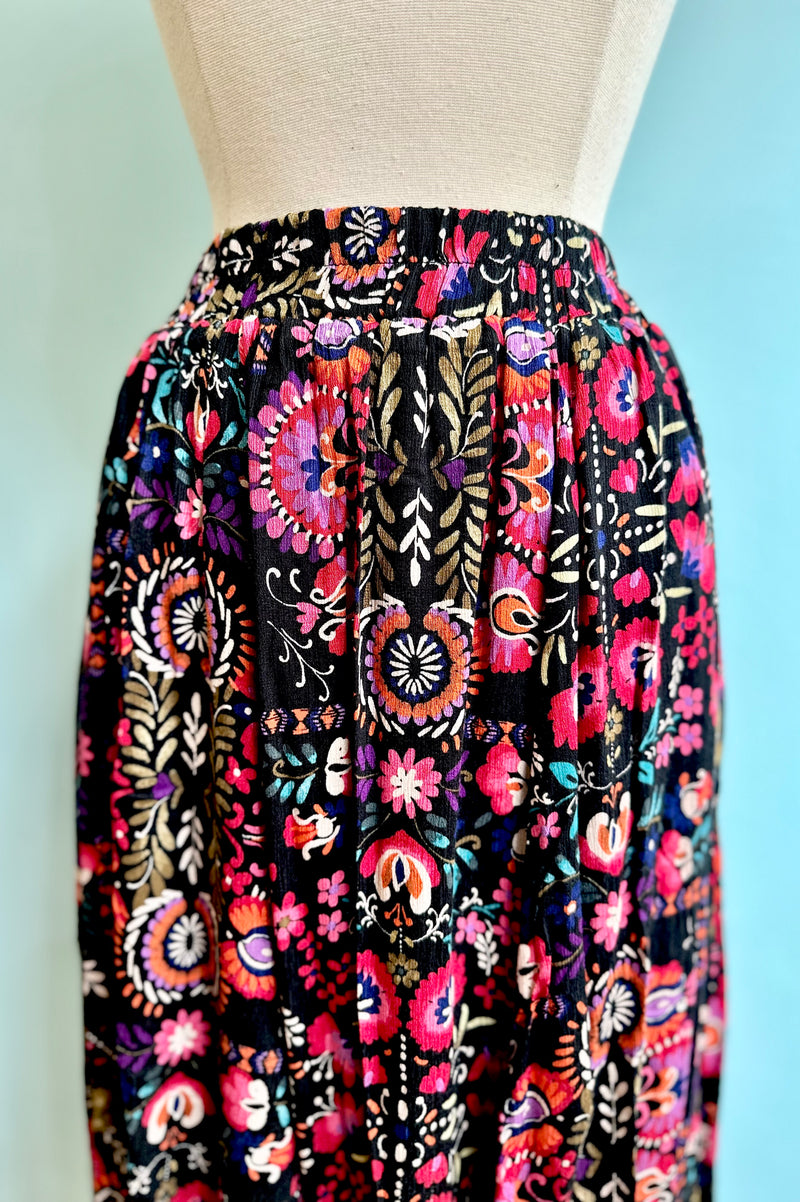 Folk Floral Midi Skirt by Molly Bracken