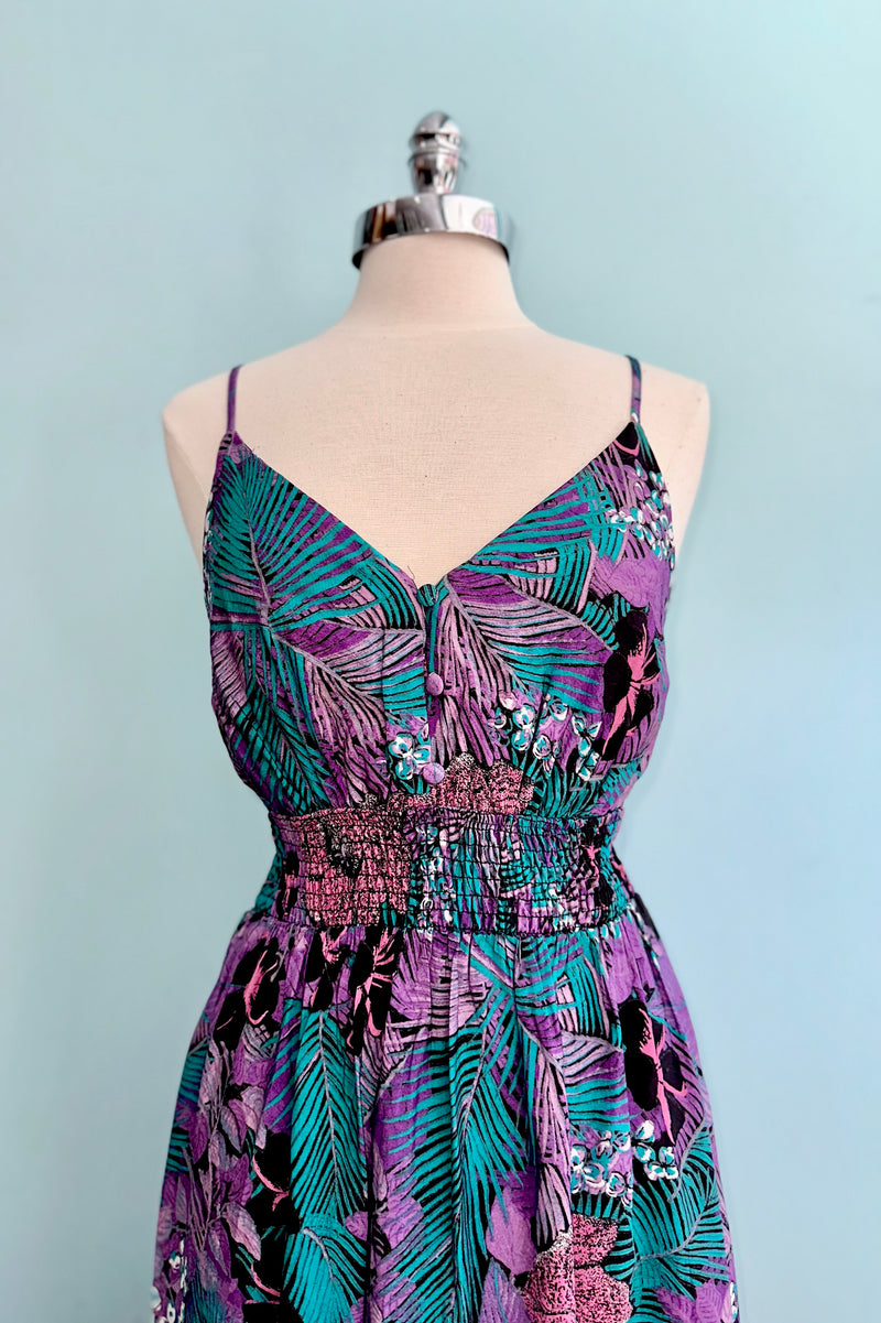 purple tropical dress Most Beautiful Day Purple Multi Floral Print Organza Maxi Dress