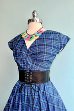 Blue Plaid Greta Dress by Retrolicious