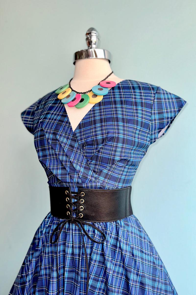 Blue Plaid Greta Dress by Retrolicious