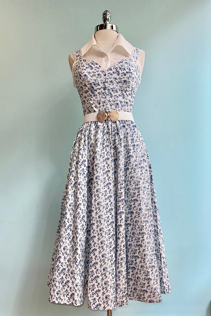 Blue Floral Bryson Midi Dress by Timeless London