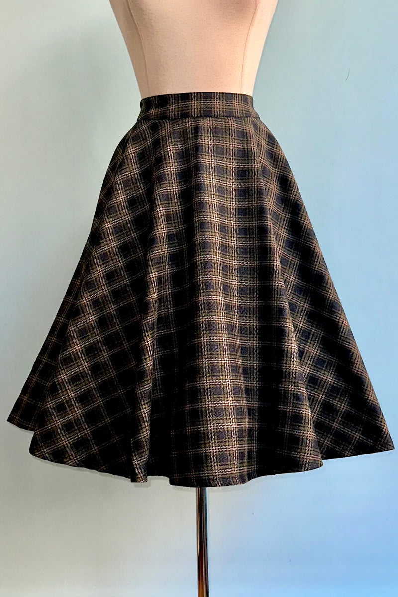 Winter Plaid Sage & Navy Sophie Skirt by Timeless London