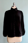 Lantern Sleeve Button Down Blouse in Black