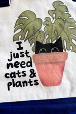 I Just Need Cats and Plants Canvas Zipper Tote Bag