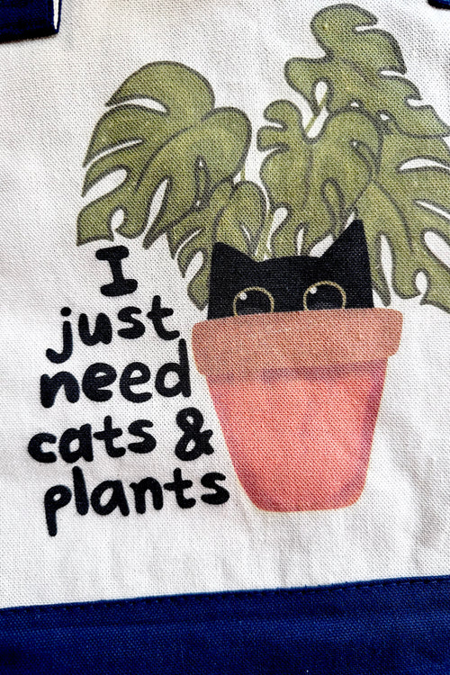 I Just Need Cats and Plants Canvas Zipper Tote Bag