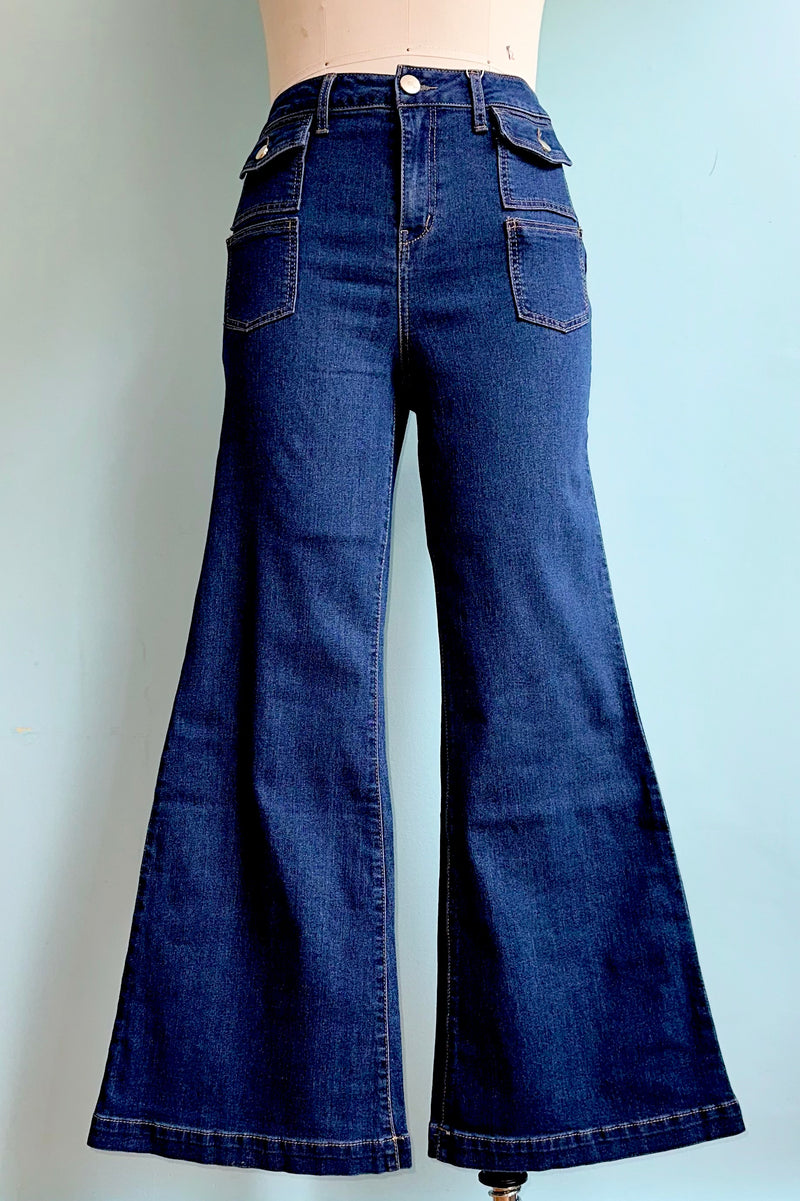 32” Relaxed Flare Jeans with Patch Pockets by 1822 Denim