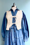 Denim Tiered Button Down Maxi Dress