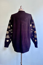 Celestial Black and Gold Long Cardigan Sweater by Modern Millie!