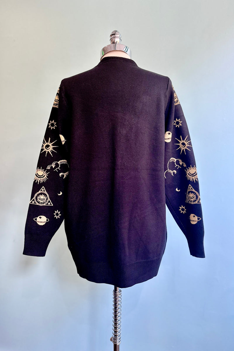 Celestial Black and Gold Long Cardigan Sweater by Modern Millie!