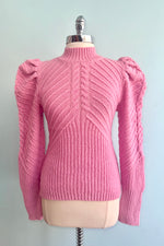 Dusty Pink Mock Neck Puff Sleeve Sweater