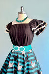 Black Flutter Sleeve Top with Ric-Rac Trim