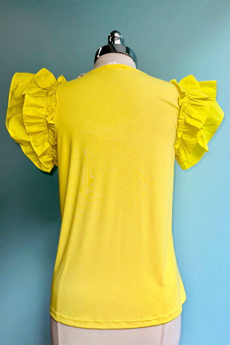 Lemon Tiered Ruffle Sleeve Top