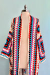 Colorful Granny Squares Long Open Cardigan