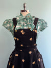 Gingerbread Man Black Corduroy Pinafore Skirt