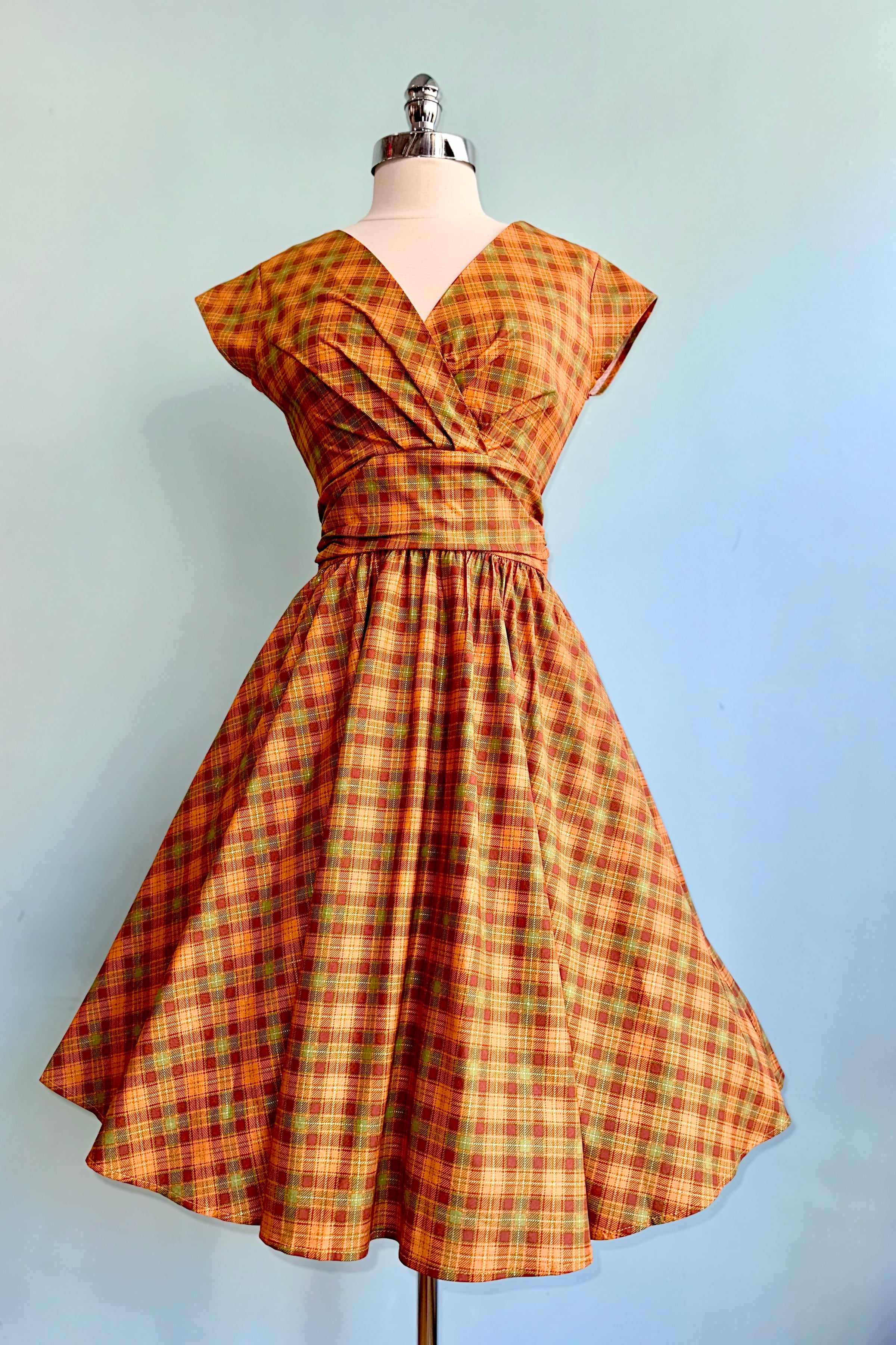 Orange Plaid Greta Dress by Retrolicious – Modern Millie