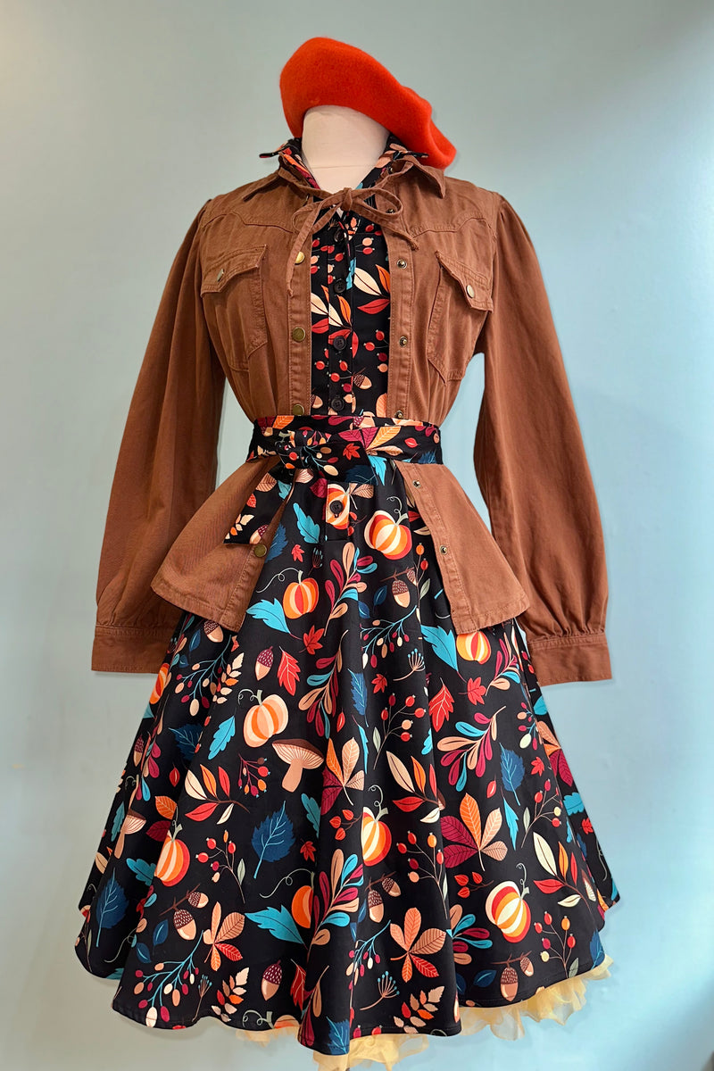 Mocha Denim Puff Sleeve Button Down Top