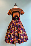 Black and Orange Striped Short Sleeve T-Shirt Top