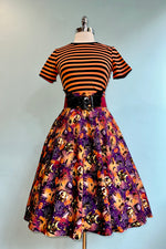Black and Orange Striped Short Sleeve T-Shirt Top