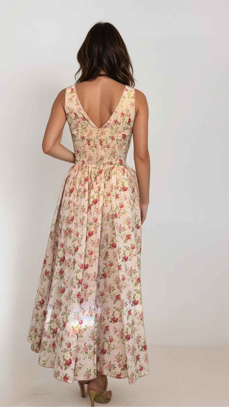 Pink Floral Lysandra Midi Dress by Timeless London