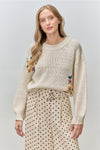 Embroidered Floral Ivory Pullover Sweater