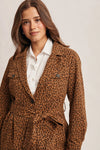 Belted Trench Coat in Washed Leopard