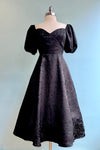 Black Puff Sleeve Brocade Dress