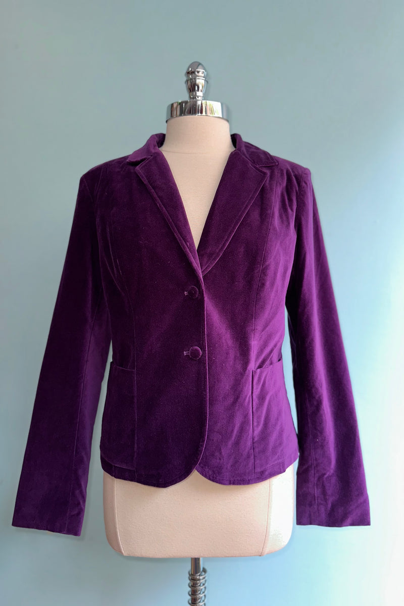 Purple Fitted Velvet Blazer by Jawbreaker