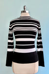 Black and White Striped Mock Neck Sweater by Voodoo Vixen