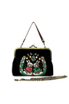 Bunnies Kissing Under Mistletoe Kiss Lock Bag in Linen